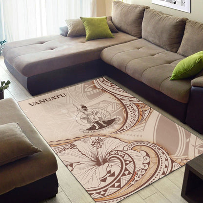 Vanuatu Area Rug - Hibiscus Flowers Vintage Style