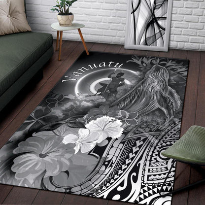 Vanuatu Area Rug - Humpback Whale with Tropical Flowers (White)
