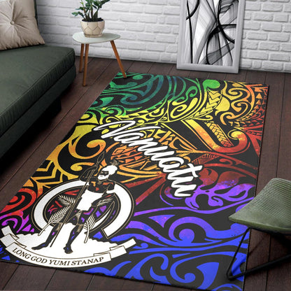 Vanuatu Area Rug - Rainbow Polynesian Pattern