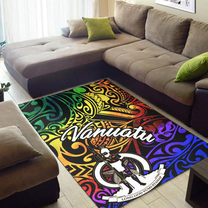 Vanuatu Area Rug - Rainbow Polynesian Pattern