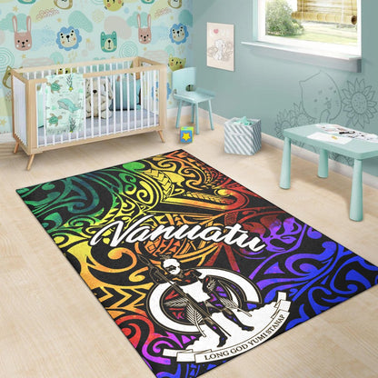 Vanuatu Area Rug - Rainbow Polynesian Pattern