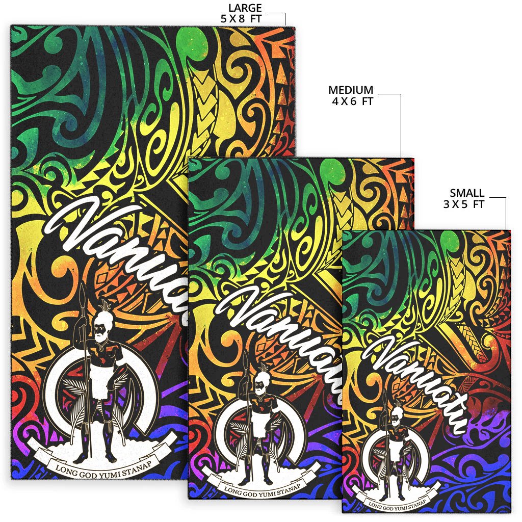 Vanuatu Area Rug - Rainbow Polynesian Pattern
