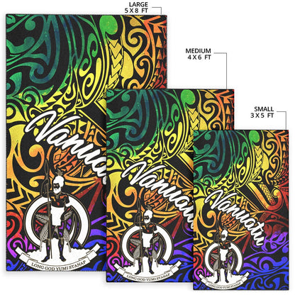 Vanuatu Area Rug - Rainbow Polynesian Pattern
