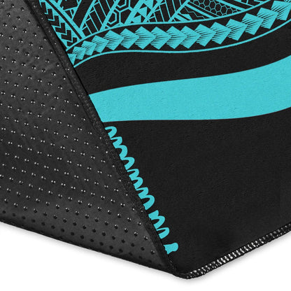 Vanuatu Area Rug - Turquoise Polynesian Tentacle Tribal Pattern