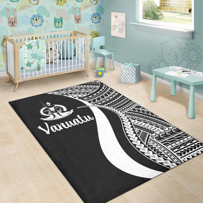 Vanuatu Area Rug - White Polynesian Tentacle Tribal Pattern