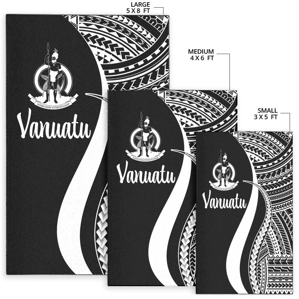 Vanuatu Area Rug - White Polynesian Tentacle Tribal Pattern
