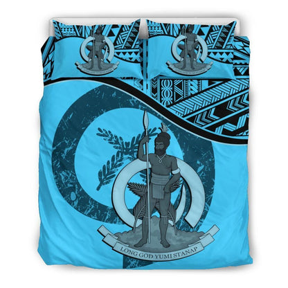 Vanuatu Duvet Cover Set - Vanuatu Coat Of Arms Blue