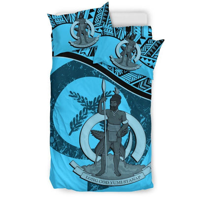 Vanuatu Duvet Cover Set - Vanuatu Coat Of Arms Blue