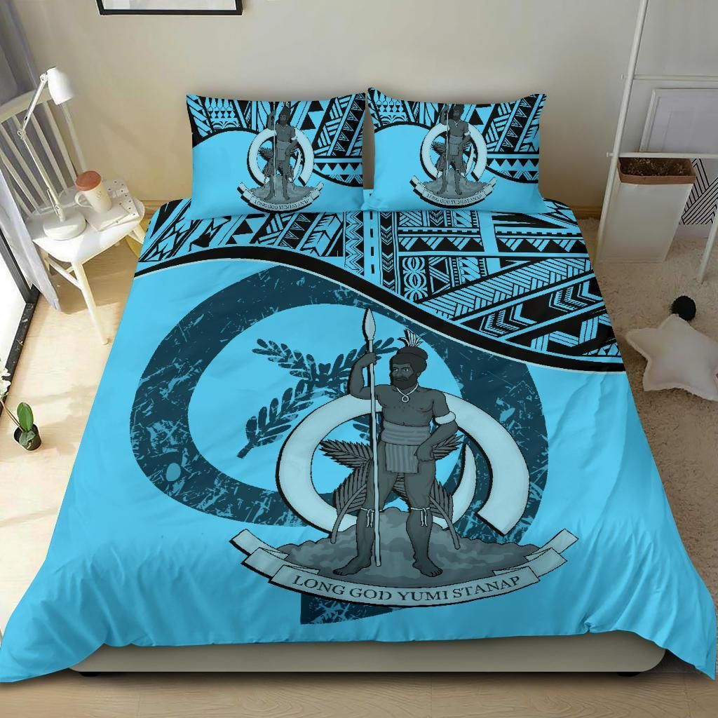Vanuatu Duvet Cover Set - Vanuatu Coat Of Arms Blue