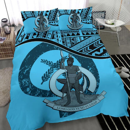 Vanuatu Duvet Cover Set - Vanuatu Coat Of Arms Blue