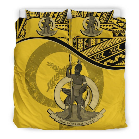 Vanuatu Duvet Cover Set - Vanuatu Coat Of Arms Yellow