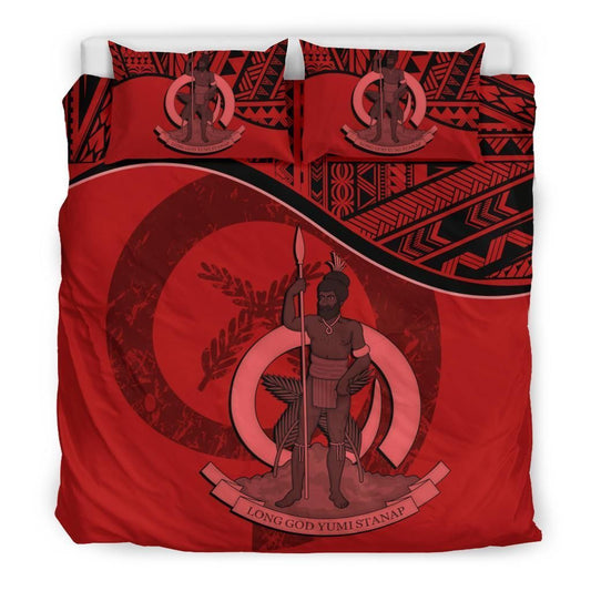 Vanuatu Duvet Cover Set - Vanuatu Coat Of Arms Red