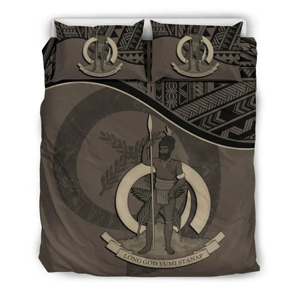 Vanuatu Duvet Cover Set - Vanuatu Coat Of Arms Brown