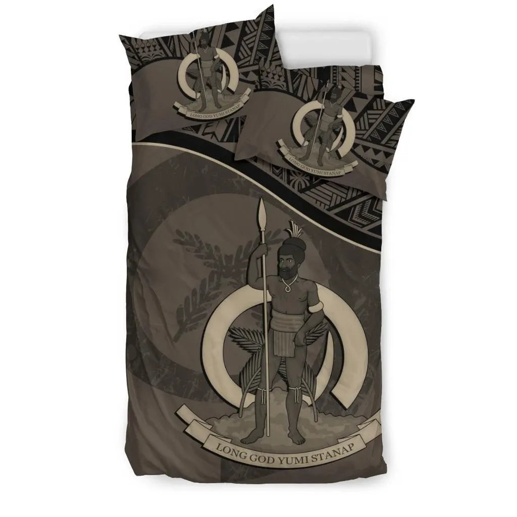 Vanuatu Duvet Cover Set - Vanuatu Coat Of Arms Brown