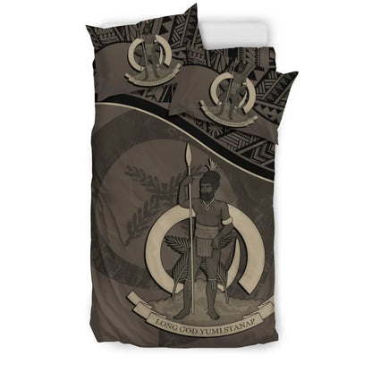 Vanuatu Duvet Cover Set - Vanuatu Coat Of Arms Brown