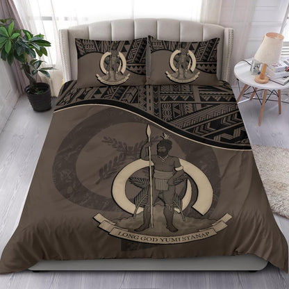 Vanuatu Duvet Cover Set - Vanuatu Coat Of Arms Brown
