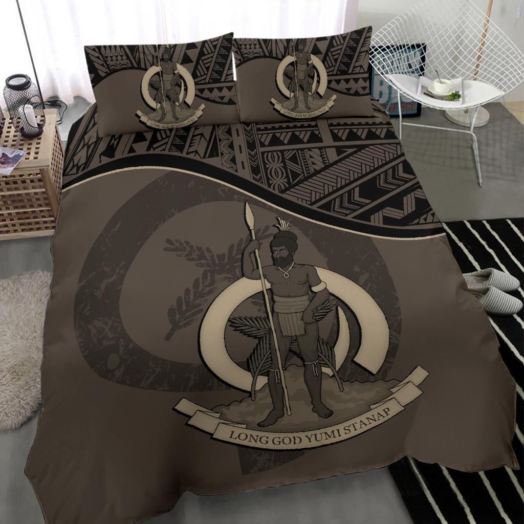 Vanuatu Duvet Cover Set - Vanuatu Coat Of Arms Brown