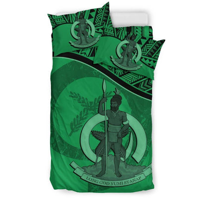 Vanuatu Duvet Cover Set - Vanuatu Coat Of Arms Green
