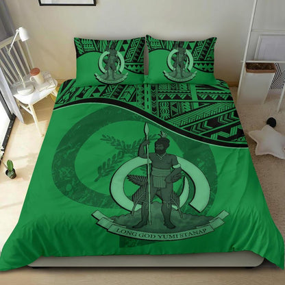 Vanuatu Duvet Cover Set - Vanuatu Coat Of Arms Green