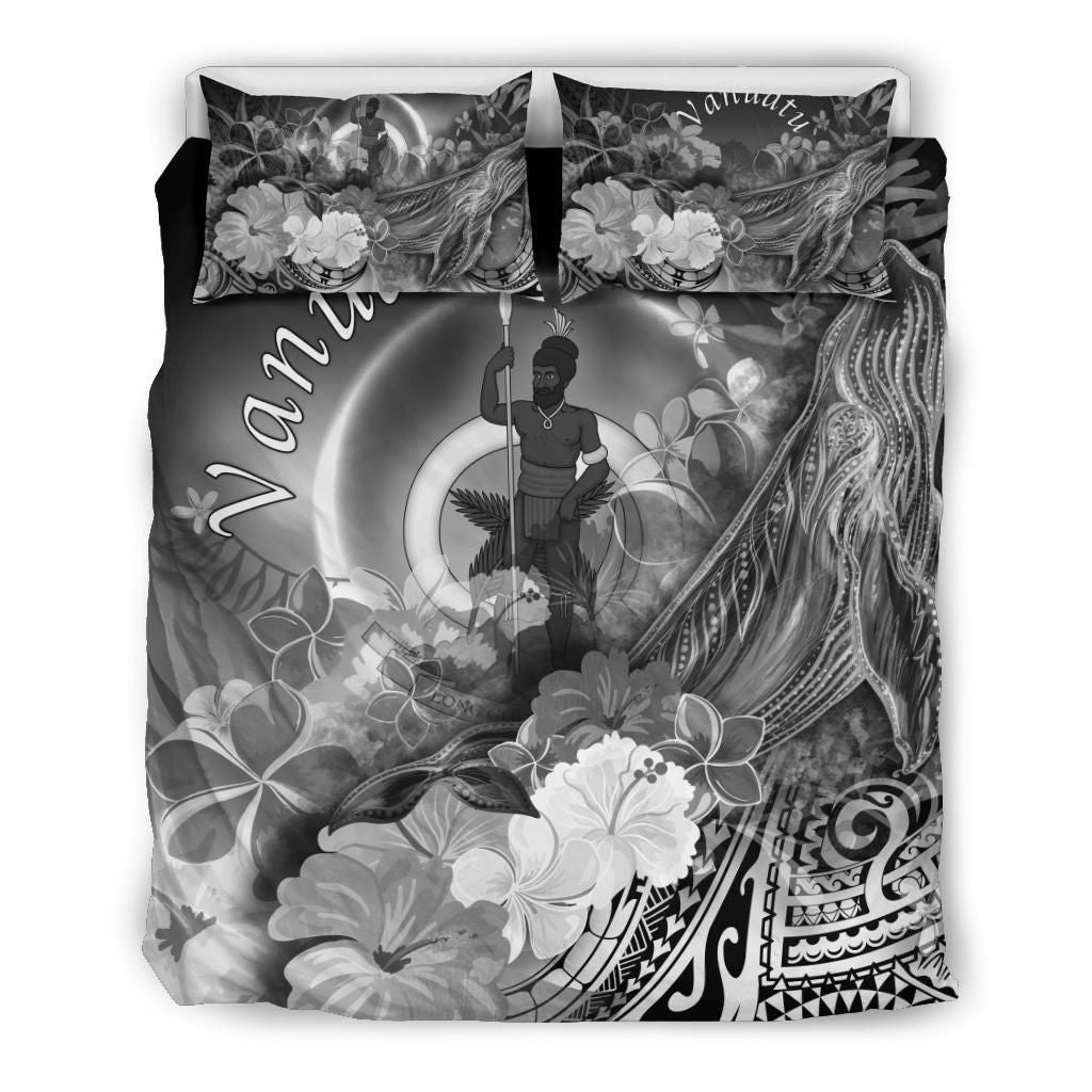 Vanuatu Bedding Set - Humpback Whale With Tropical Flowers (White)