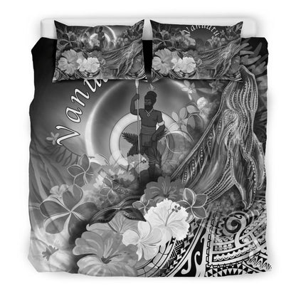 Vanuatu Bedding Set - Humpback Whale With Tropical Flowers (White)