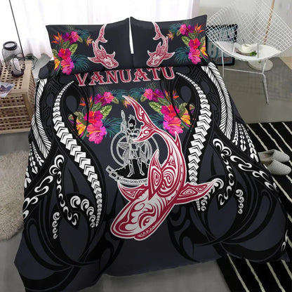 Vanuatu Bedding Set - Polynesian Shark Hibiscus Flower