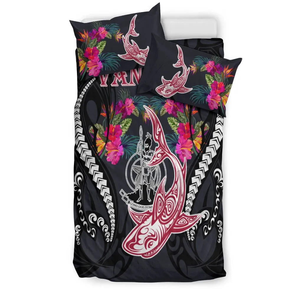 Vanuatu Bedding Set - Polynesian Shark Hibiscus Flower