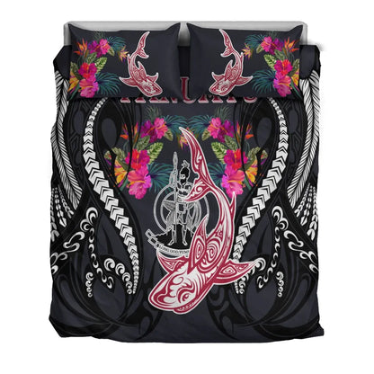 Vanuatu Bedding Set - Polynesian Shark Hibiscus Flower