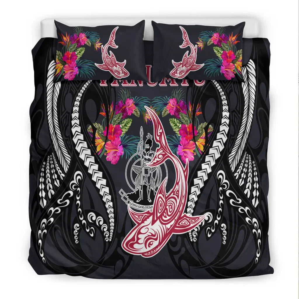 Vanuatu Bedding Set - Polynesian Shark Hibiscus Flower