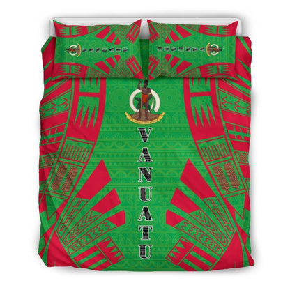 Vanuatu Duvet Cover Set - Polynesian Tattoo Flag