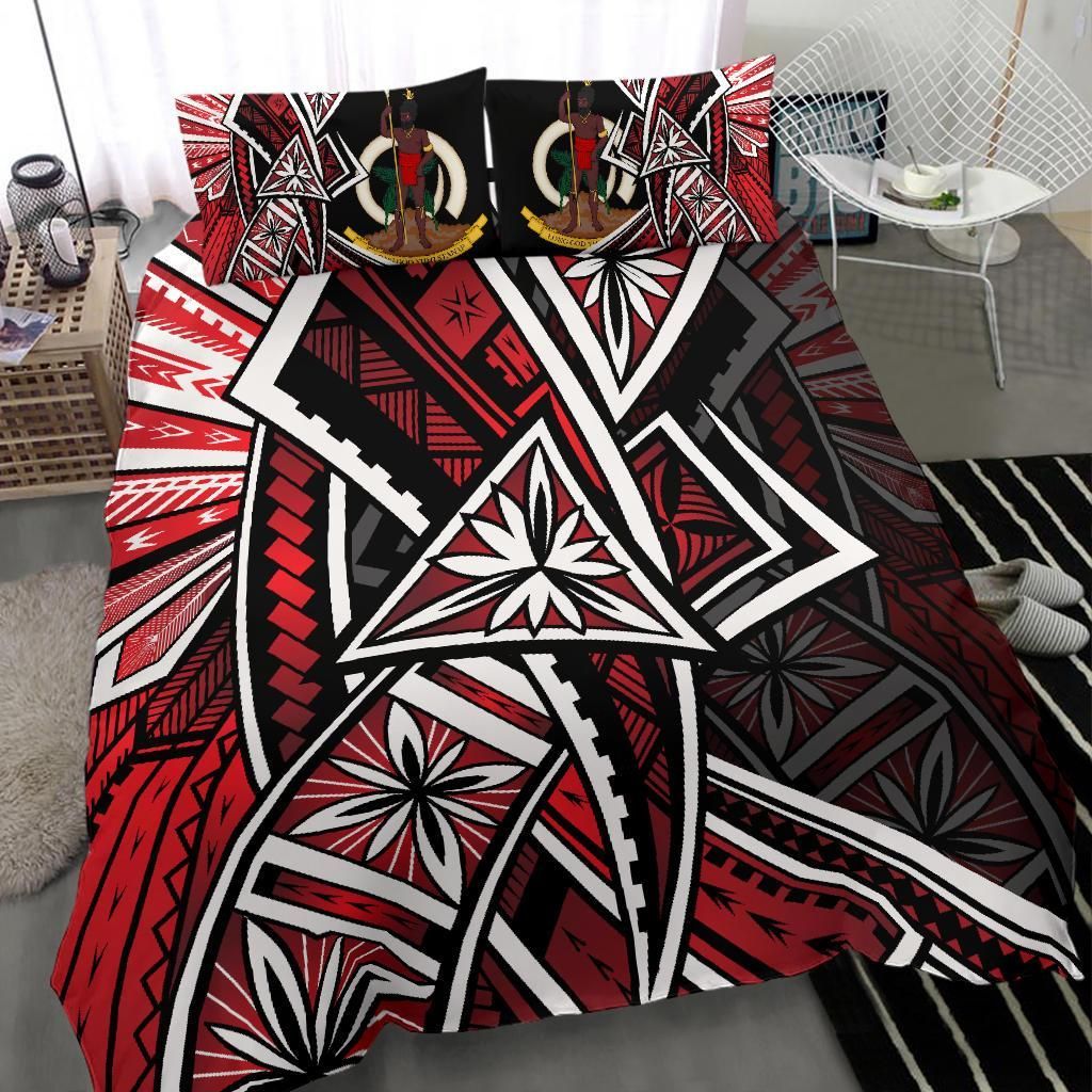 Vanuatu Bedding Set - Tribal Flower Special Pattern Red Color