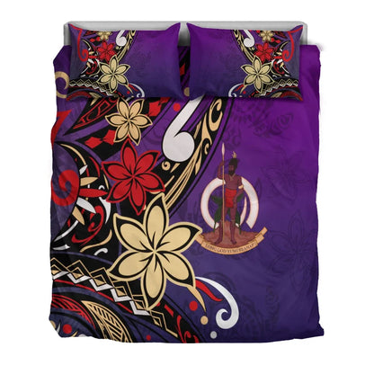 Vanuatu Bedding Set - Tribal Flower With Special Turtles Purple Color