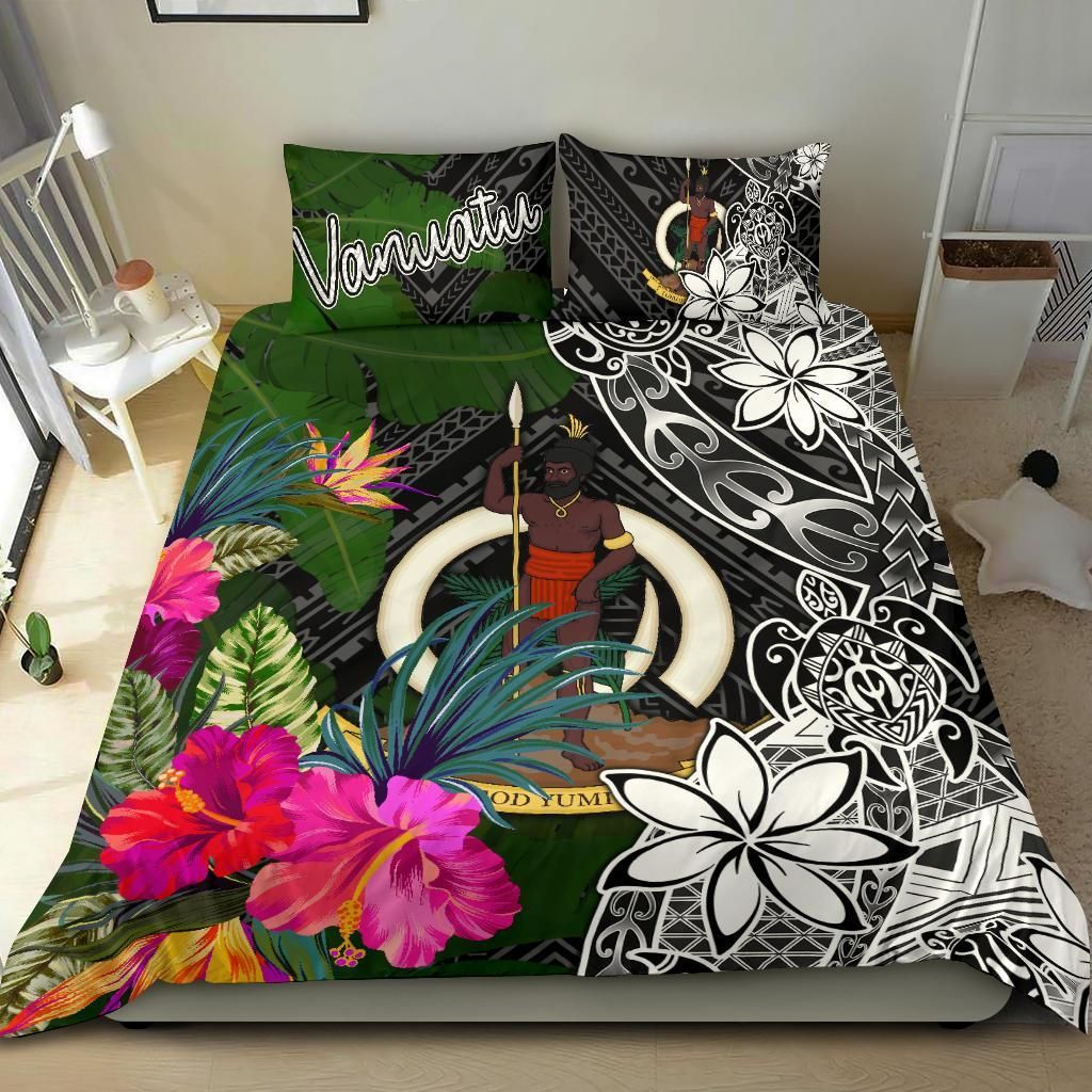 Vanuatu Bedding Set - Turtle Plumeria Banana Leaf