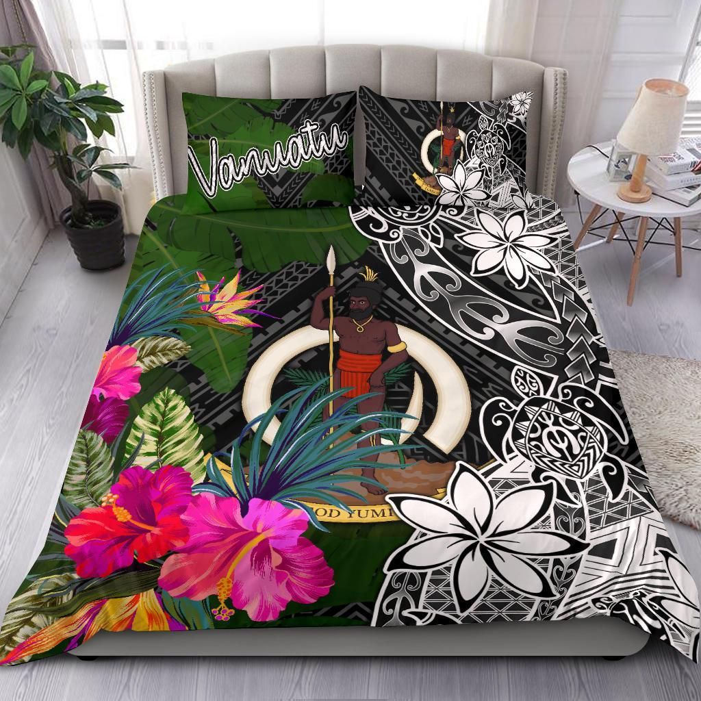 Vanuatu Bedding Set - Turtle Plumeria Banana Leaf