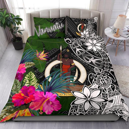 Vanuatu Bedding Set - Turtle Plumeria Banana Leaf