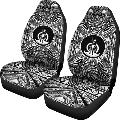 Vanuatu Car Seat Cover - Vanuatu Coat Of Arms Polynesian White Black