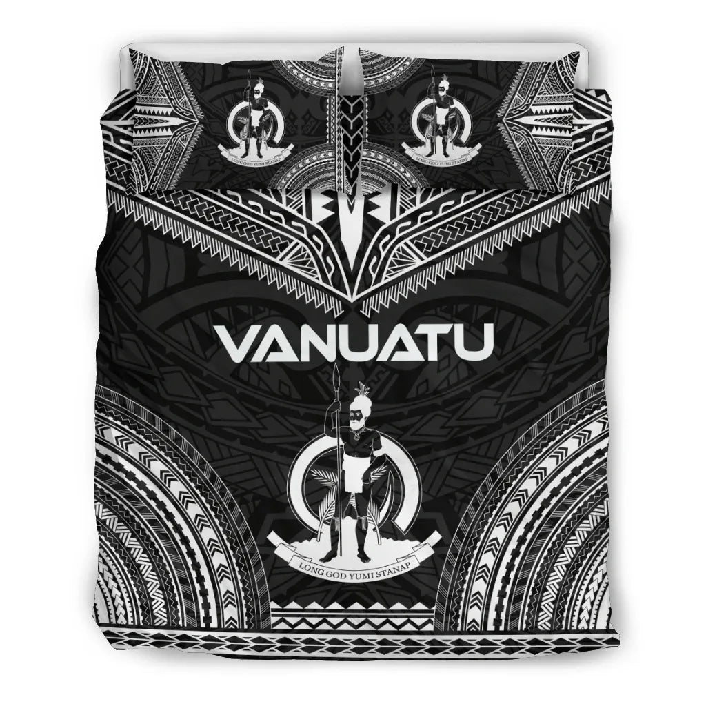 Vanuatu Polynesian Chief Duvet Cover Set - Black Version