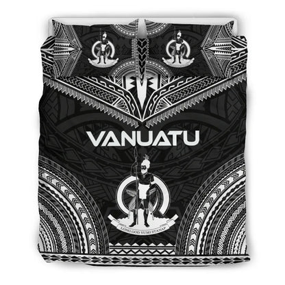 Vanuatu Polynesian Chief Duvet Cover Set - Black Version