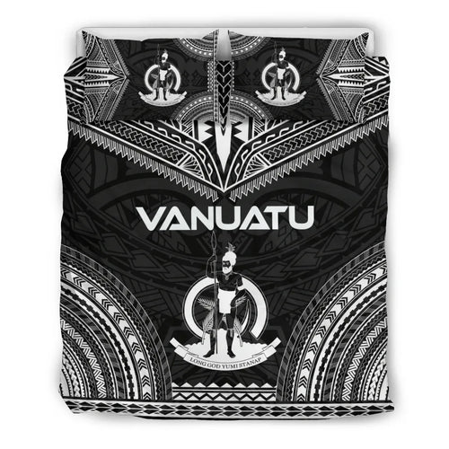 Vanuatu Polynesian Chief Duvet Cover Set - Black Version