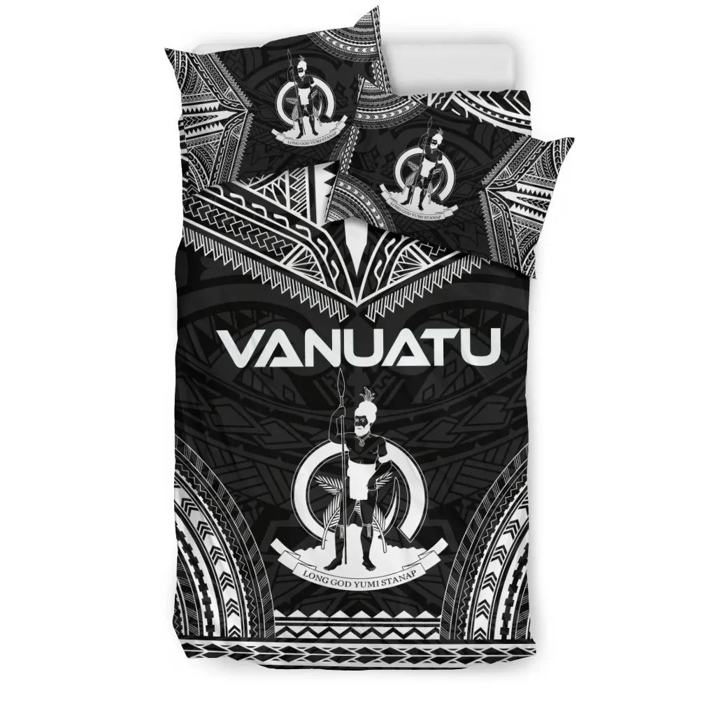 Vanuatu Polynesian Chief Duvet Cover Set - Black Version