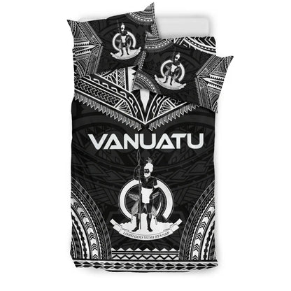 Vanuatu Polynesian Chief Duvet Cover Set - Black Version