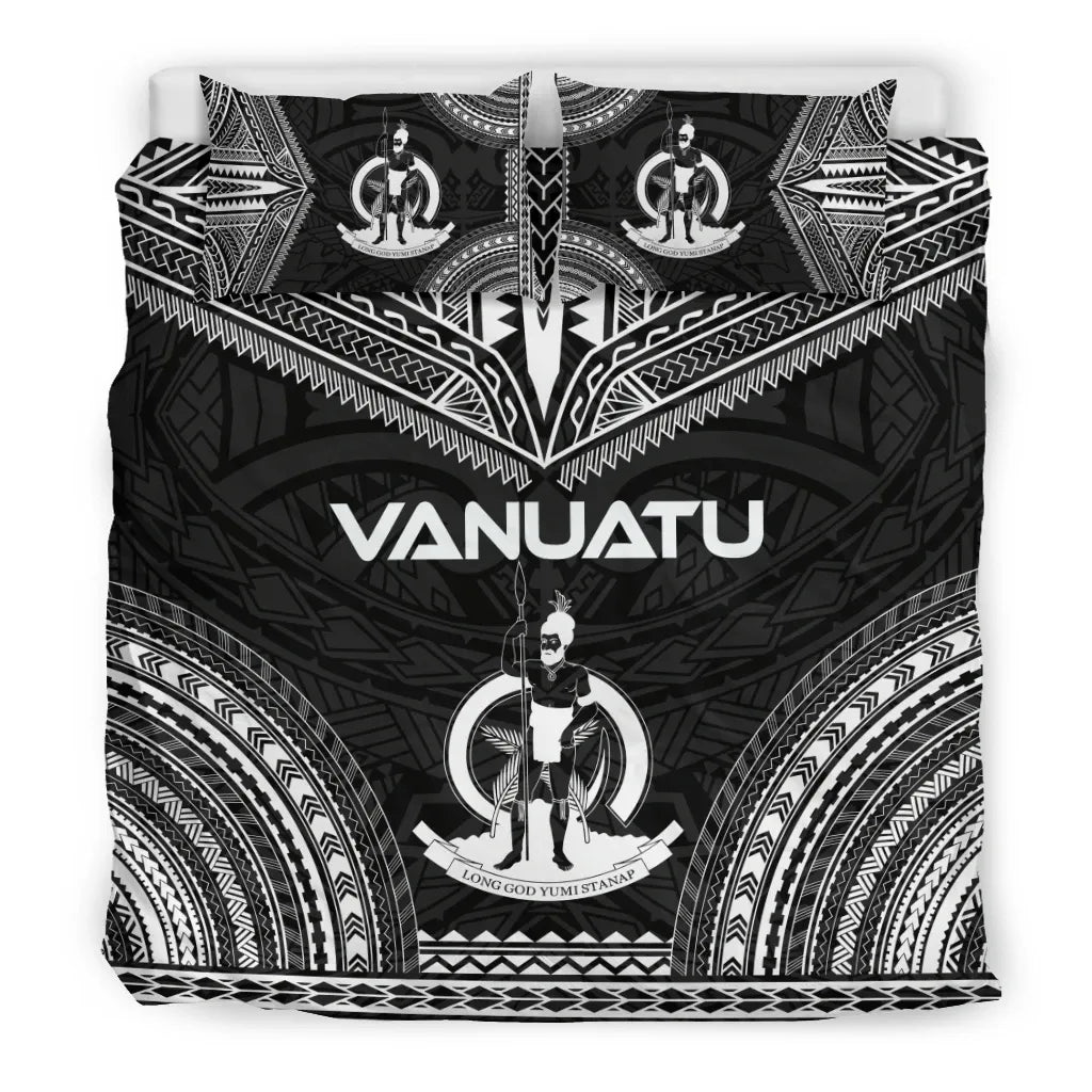 Vanuatu Polynesian Chief Duvet Cover Set - Black Version