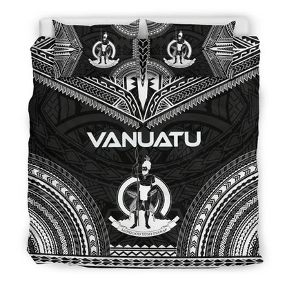 Vanuatu Polynesian Chief Duvet Cover Set - Black Version