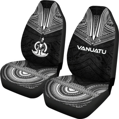 Vanuatu Car Seat Cover - Vanuatu Coat Of Arms Polynesian Chief Tattoo Black Version