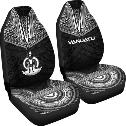 Vanuatu Car Seat Cover - Vanuatu Coat Of Arms Polynesian Chief Tattoo Black Version
