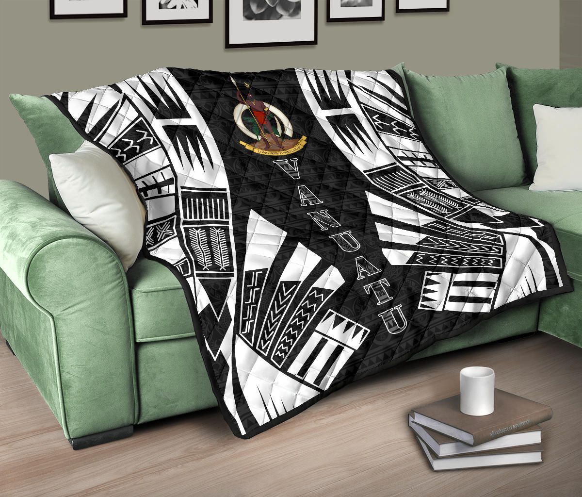 Vanuatu Premium Quilt - Vanuatu Coat Of Arms Polynesian White Tattoo