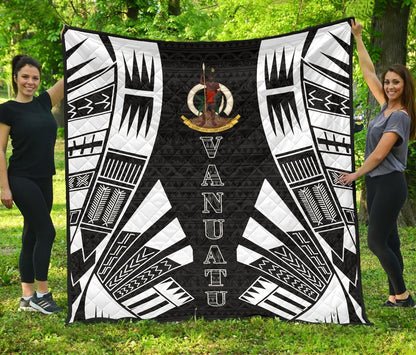 Vanuatu Premium Quilt - Vanuatu Coat Of Arms Polynesian White Tattoo