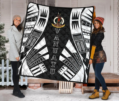Vanuatu Premium Quilt - Vanuatu Coat Of Arms Polynesian White Tattoo
