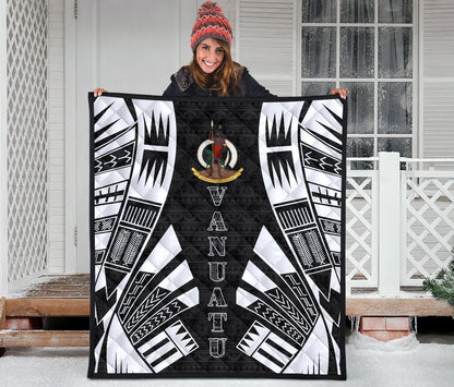 Vanuatu Premium Quilt - Vanuatu Coat Of Arms Polynesian White Tattoo