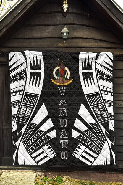 Vanuatu Premium Quilt - Vanuatu Coat Of Arms Polynesian White Tattoo